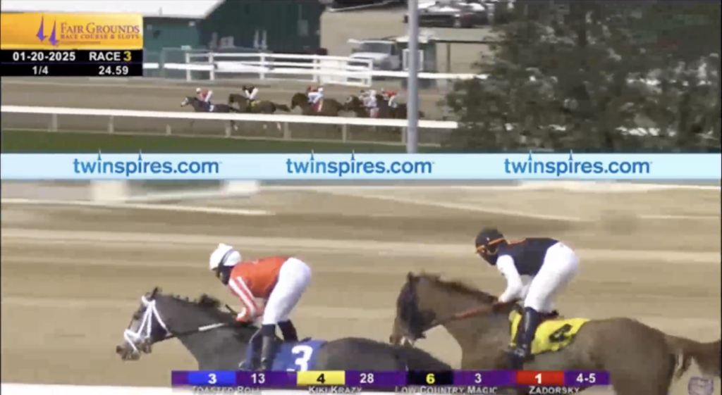 Toasted Roll starts strong in her allowance race at Fair Grounds on Jan 20, 2025